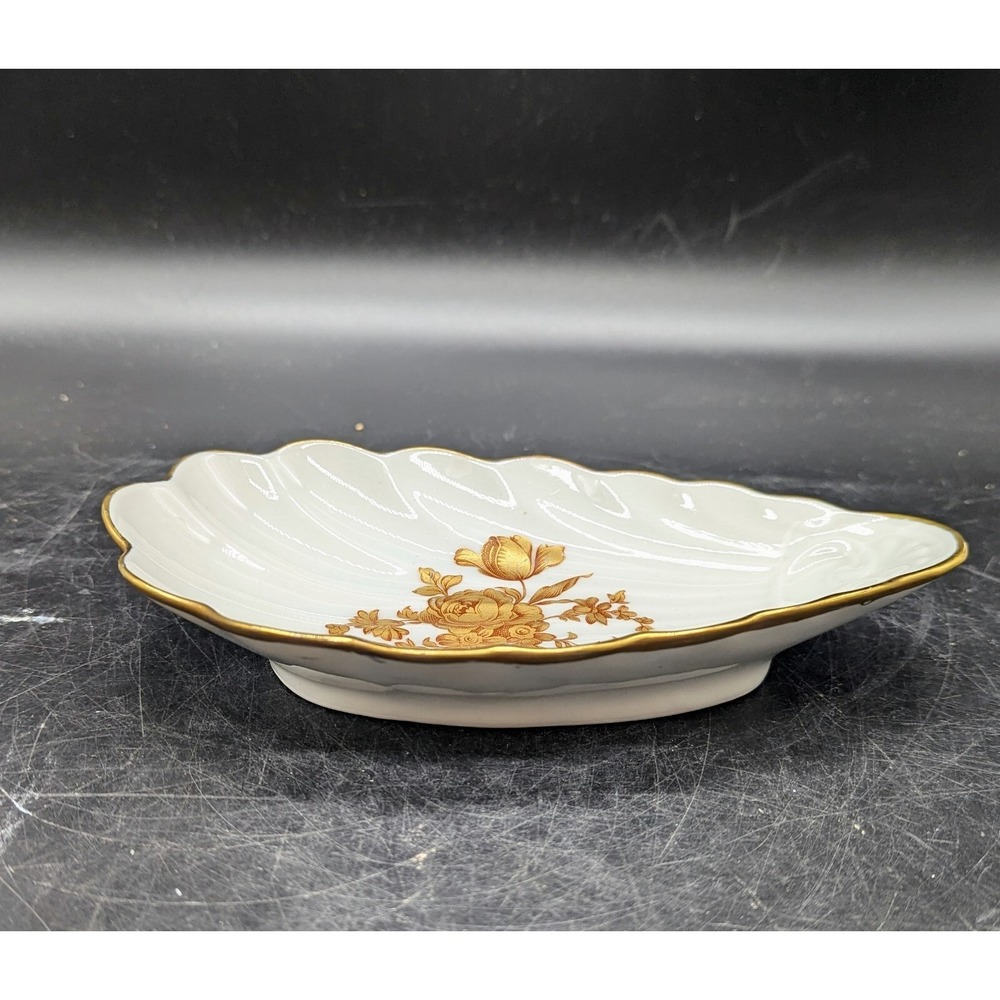 Limoges France Vintage Soap Trinket Candy Dish Scalloped Edge Shell Gold Trim‎ - Picture 2 of 11